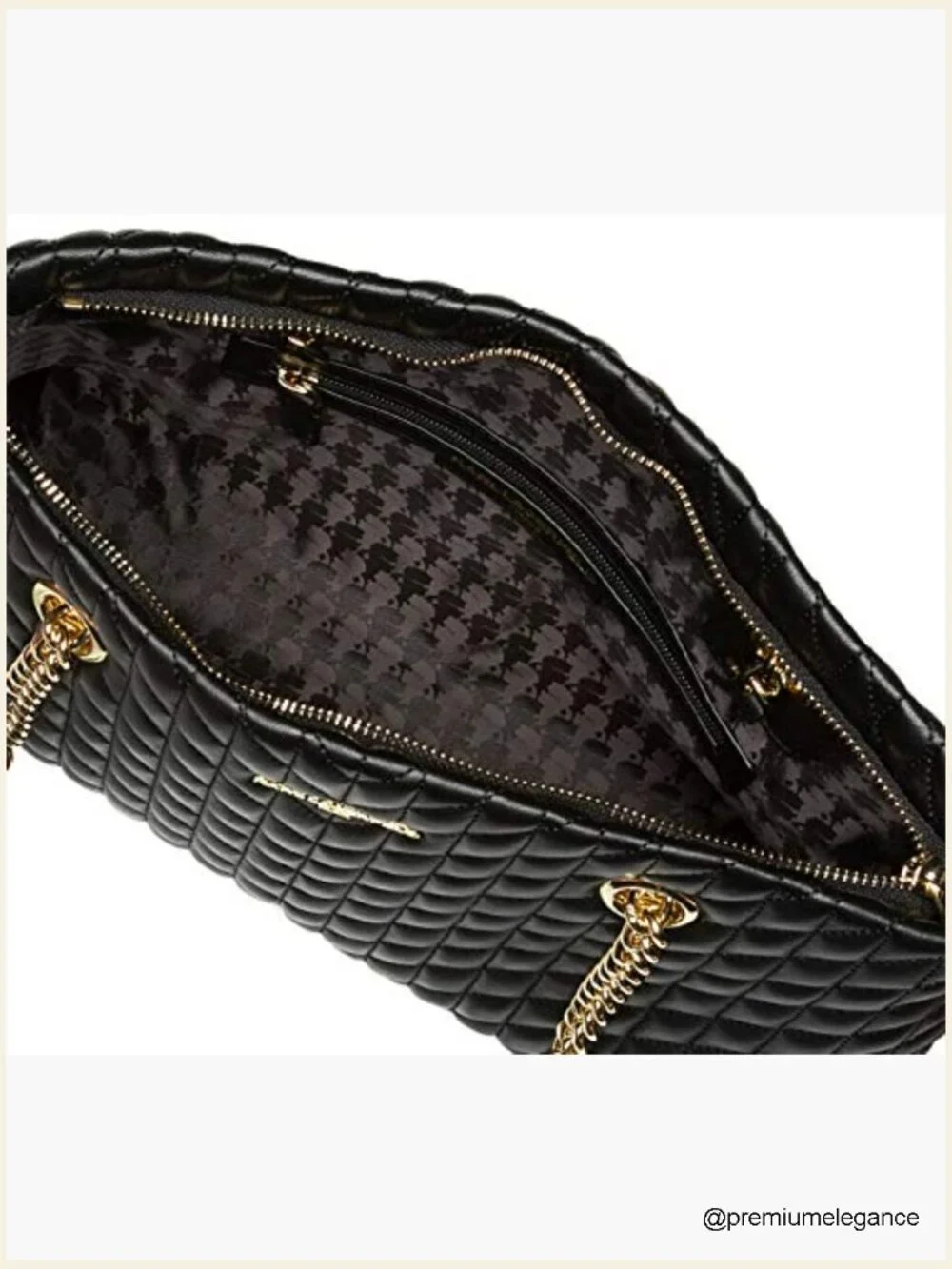 Lamb Leather Quilted Chain Tote Bag with Gold Hardware